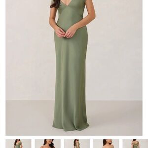 Park & Fifth Green V-Neck Gown for Weddings